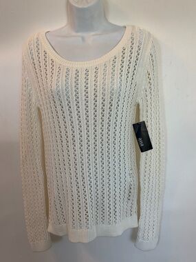 Medium A.N.A Cream Eyelet Summer Long Sleeve Sweater NWT